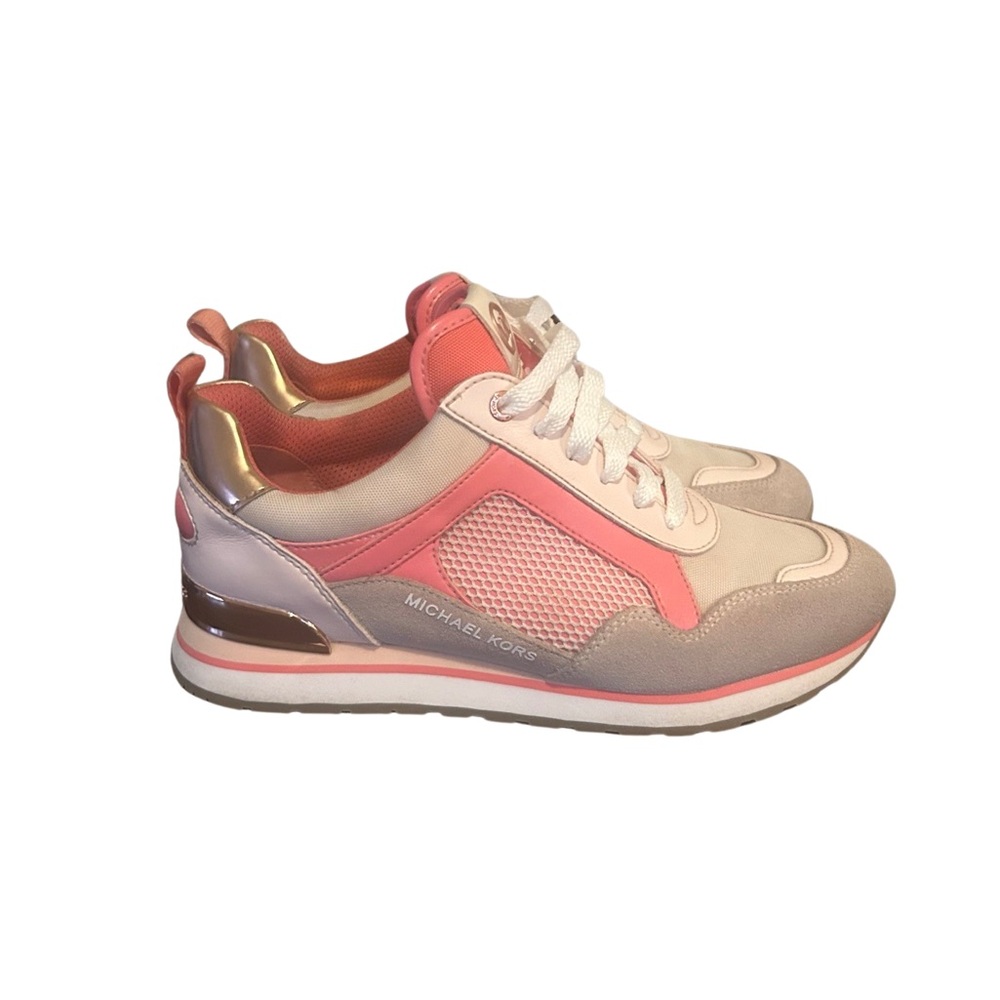 Michael Kors pink and white athletic sneakers